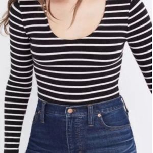 Madewell Black and White Horizontal Stipe bodysuit